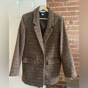 Old Navy Oversized Plaid Soft-Brushed Tweed Blazer